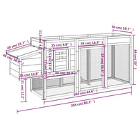 Pollaio Marrone 204x50x84 cm in Legno Massello di Pino 172236