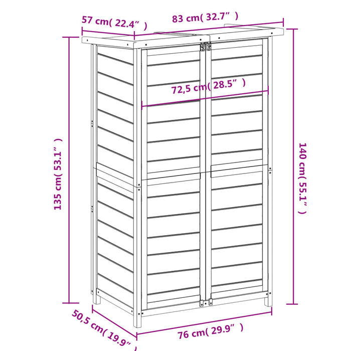 Rimessa da Giardino Marrone 83x57x140 cm Legno Massello di Pino 172240