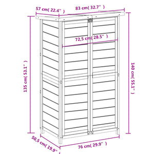 Rimessa da Giardino Grigia 83x57x140 cm Legno Massello di Pino 172241