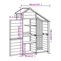 Rimessa da Giardino Marrone 120x53,5x170 cm Legno Massello Pino 172246