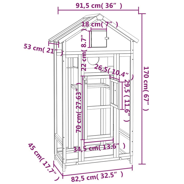 Casetta per Uccelli Moka 91,5x53x170 cm Legno Massello Pino 172254