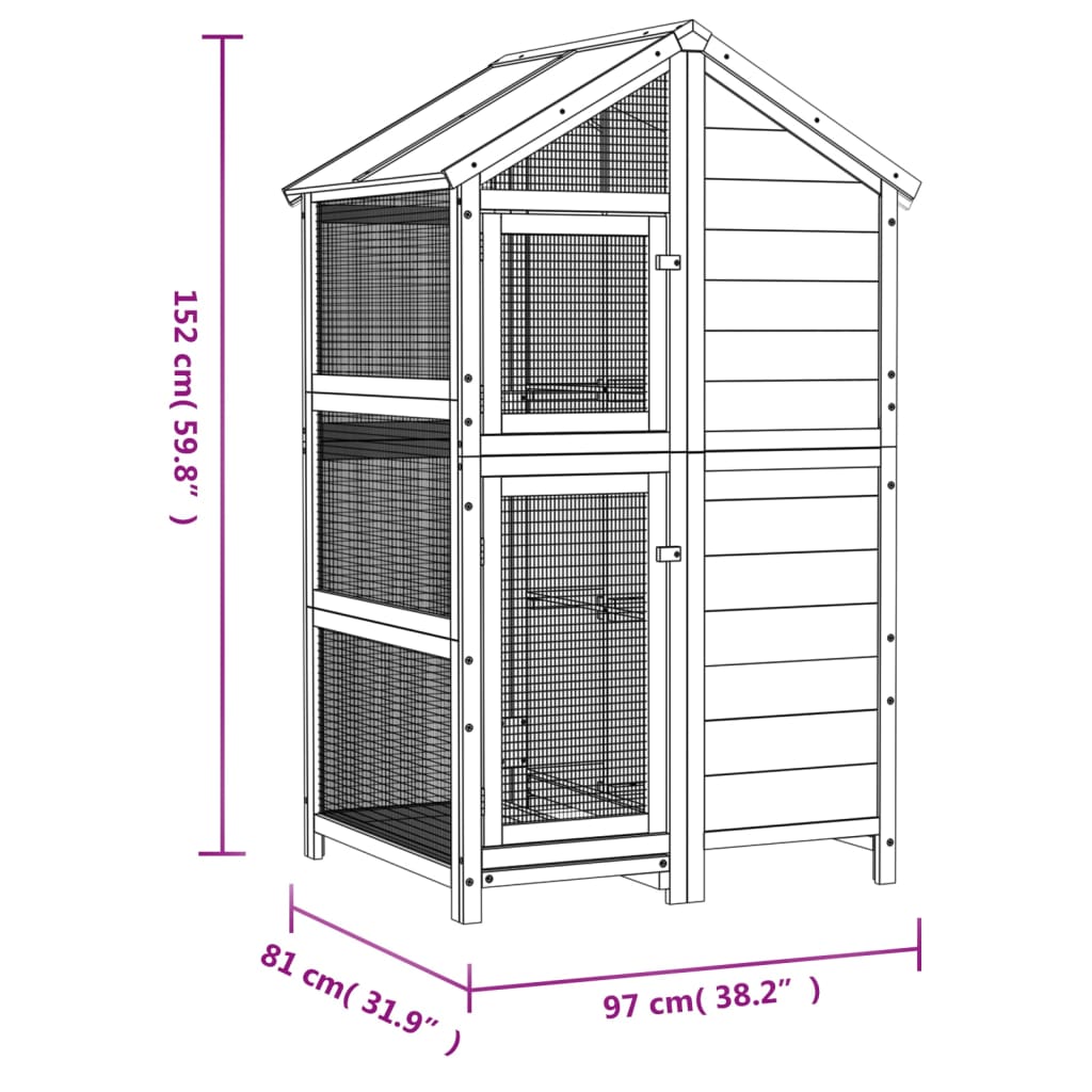 Casetta per Uccelli Moka 97x81x152 cm in Legno Massello di Pino 172260