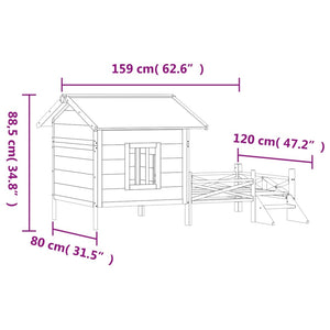 Cuccia per Cani Marrone 159x120x88,5 cm Legno Massello di Pino 172270