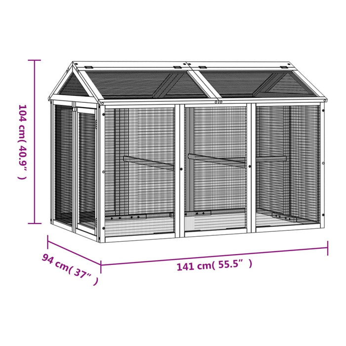 Box per Animali Moka 141x94x104 cm in Legno Massello di Pino 172303