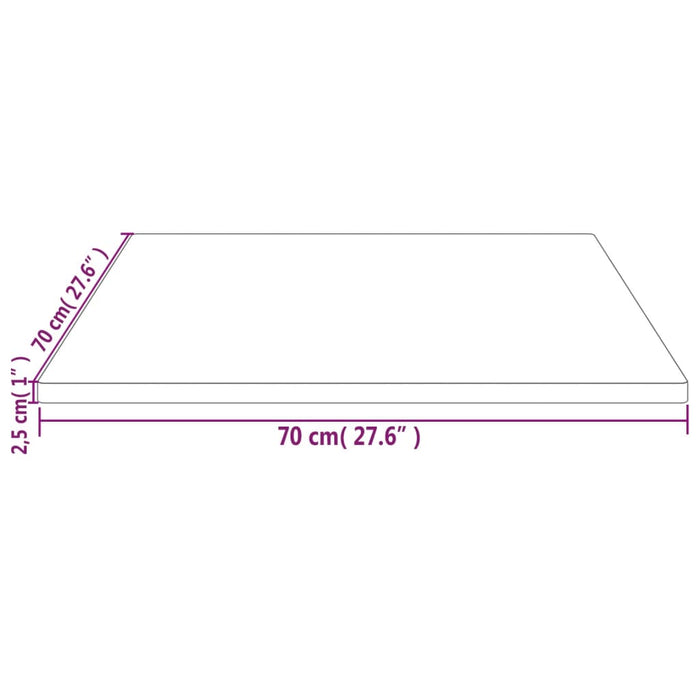 Piano Tavolo 70x70x2,5 cm in Legno Massello di Pino Quadrato 824385