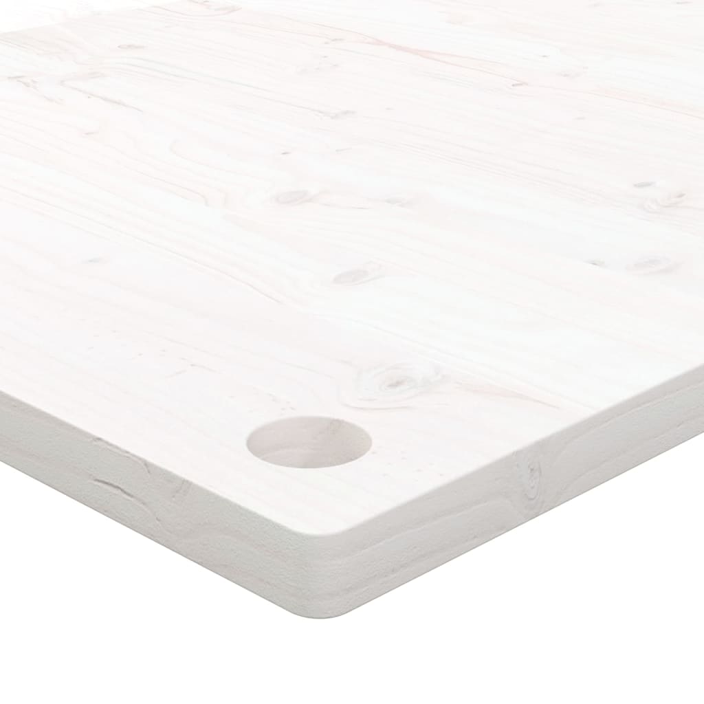 Piano Scrivania Bianco 100x60x2,5 cm in Legno Massello di Pino 824466