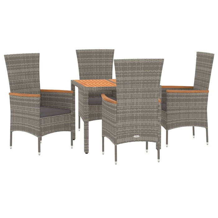 Set da Pranzo da Giardino 5 pz con Cuscini in Polyrattan Grigio 3157535