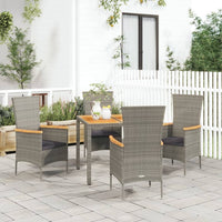 Set da Pranzo da Giardino 5 pz con Cuscini in Polyrattan Grigio 3157535