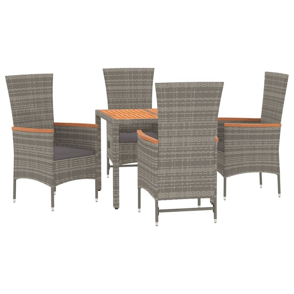 Set da Pranzo da Giardino 5 pz con Cuscini in Polyrattan Grigiocod mxl 124350