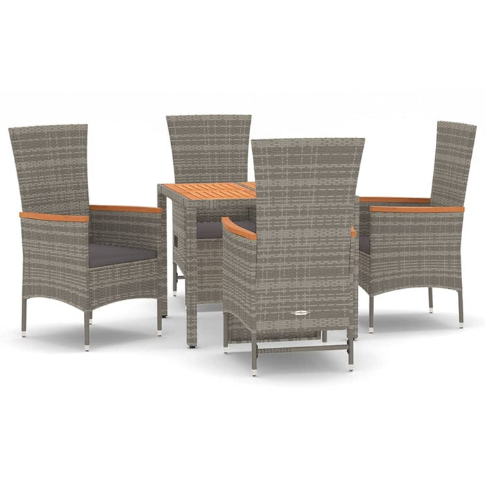 Set da Pranzo da Giardino 5 pz con Cuscini in Polyrattan Grigio 3157537