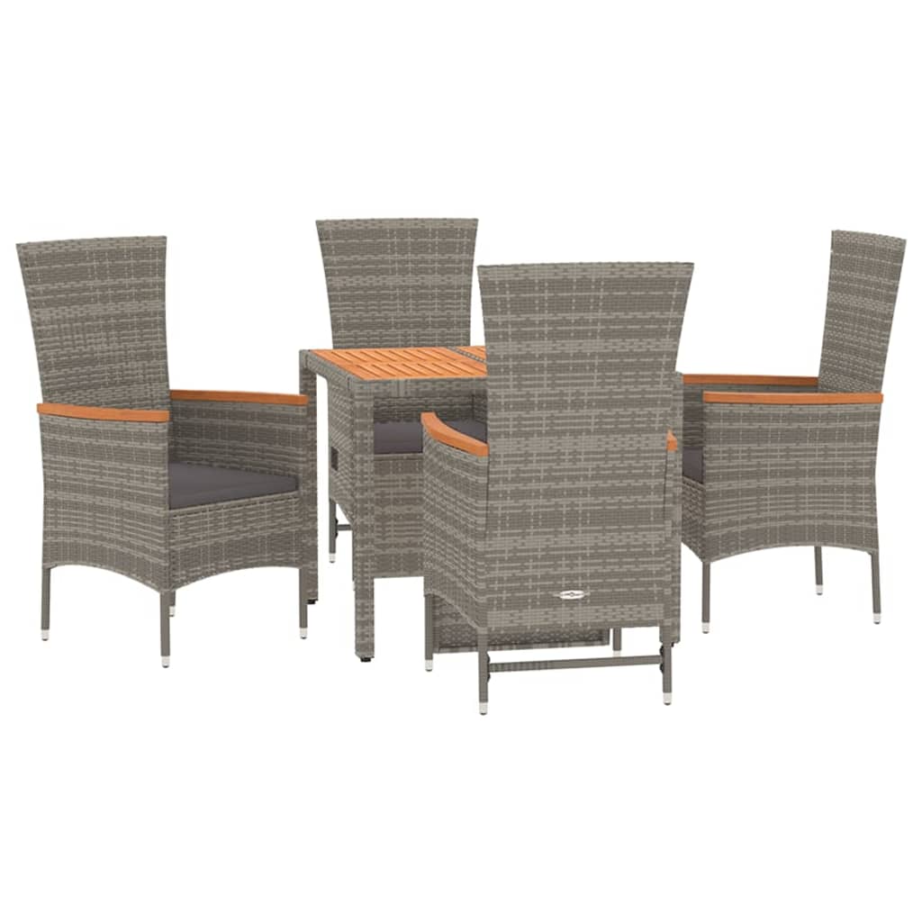 Set da Pranzo da Giardino 5 pz con Cuscini in Polyrattan Grigio 3157537