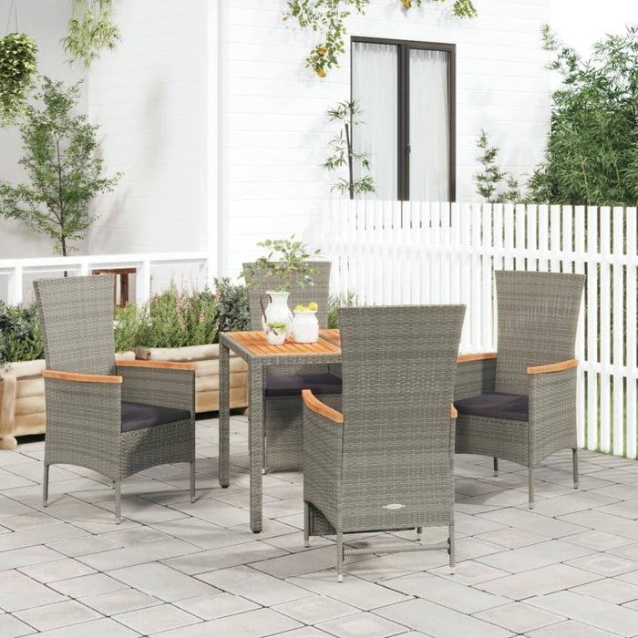 Set da Pranzo da Giardino 5 pz con Cuscini in Polyrattan Grigio 3157537