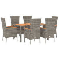 Set da Pranzo da Giardino 7 pz con Cuscini in Polyrattan Grigiocod mxl 77263