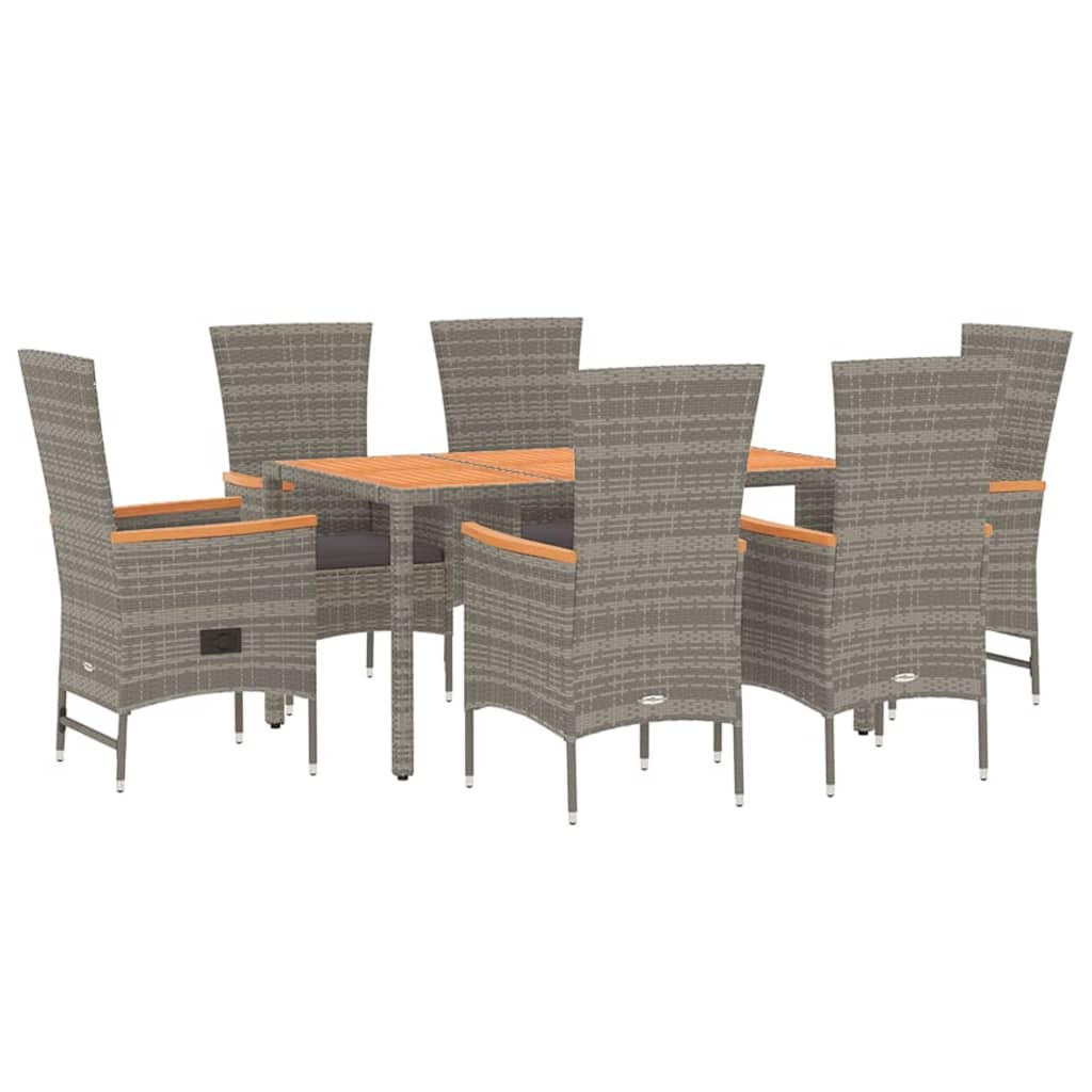 Set da Pranzo da Giardino 7 pz con Cuscini in Polyrattan Grigio 3157540