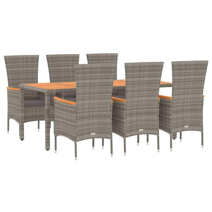 Set da Pranzo da Giardino 7 pz con Cuscini in Polyrattan Grigio 3157542