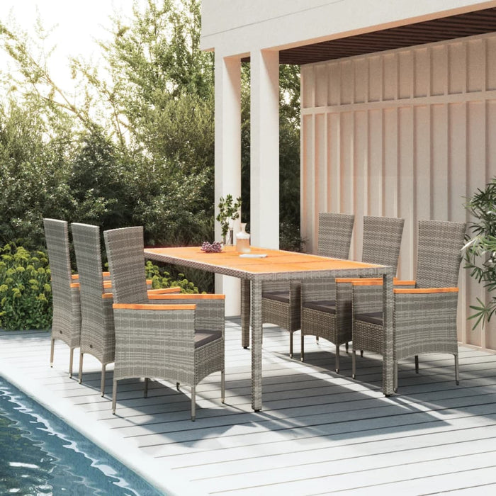 Set da Pranzo da Giardino 7 pz con Cuscini in Polyrattan Grigio 3157542