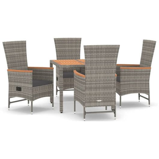 Set da Pranzo da Giardino 5 pz con Cuscini in Polyrattan Grigio 3157547