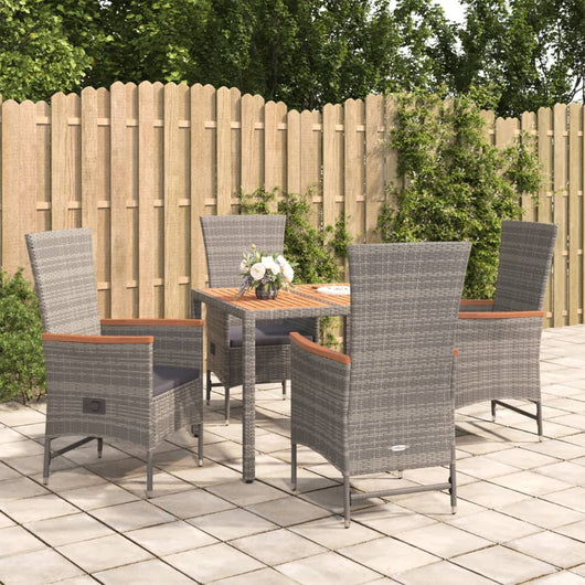 Set da Pranzo da Giardino 5 pz con Cuscini in Polyrattan Grigio 3157547