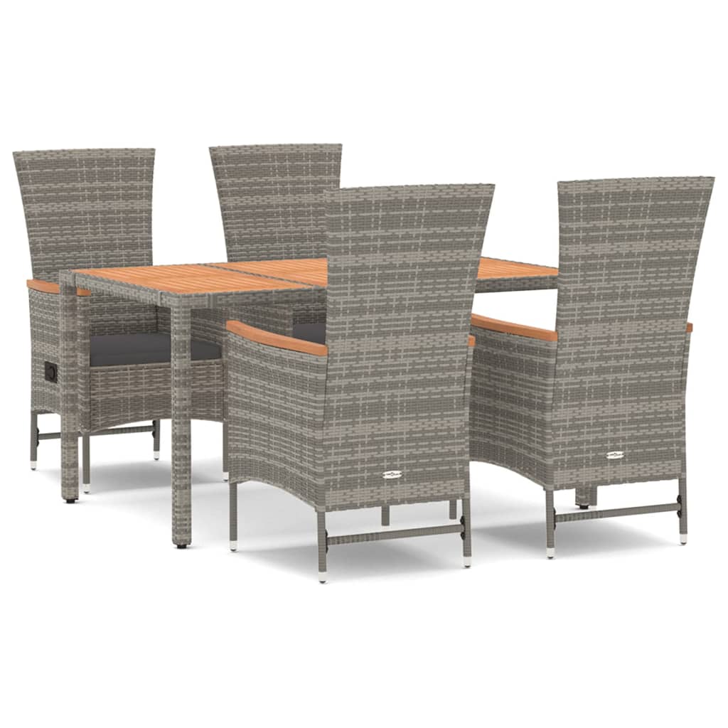 Set da Pranzo da Giardino 5 pz con Cuscini in Polyrattan Grigio 3157549