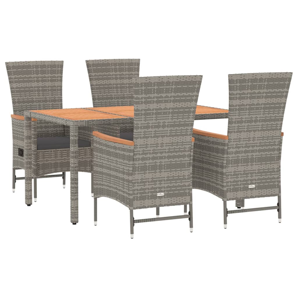 Set da Pranzo da Giardino 5 pz con Cuscini in Polyrattan Grigio 3157549