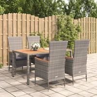 Set da Pranzo da Giardino 5 pz con Cuscini in Polyrattan Grigio 3157549