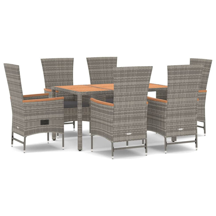 Set da Pranzo da Giardino 7 pz con Cuscini in Polyrattan Grigiocod mxl 100388