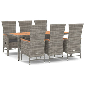 Set da Pranzo da Giardino 7 pz con Cuscini in Polyrattan Grigio 3157552