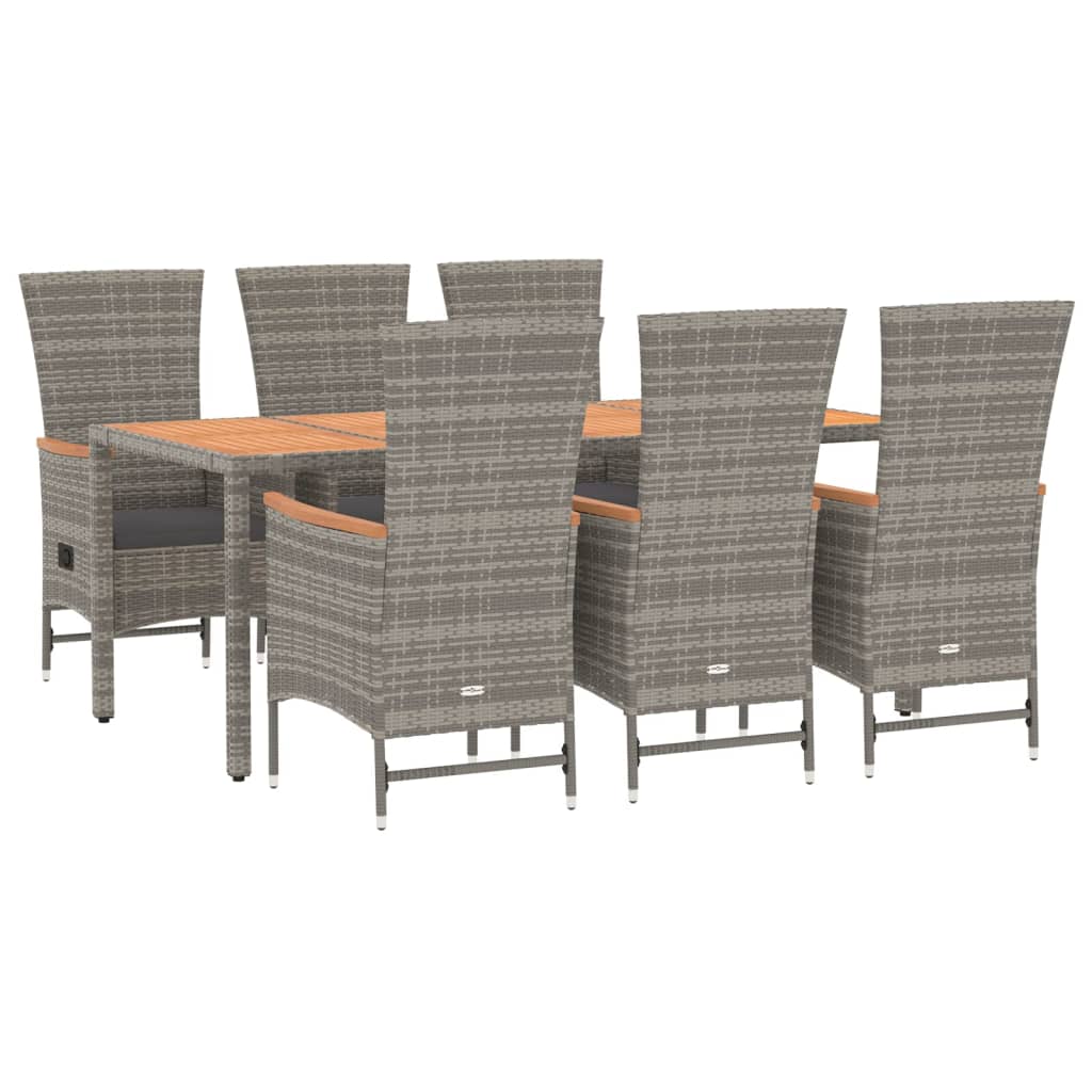 Set da Pranzo da Giardino 7 pz con Cuscini in Polyrattan Grigio 3157552