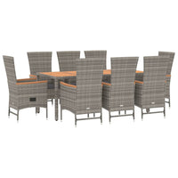 Set da Pranzo da Giardino 9 pz con Cuscini in Polyrattan Grigio 3157553