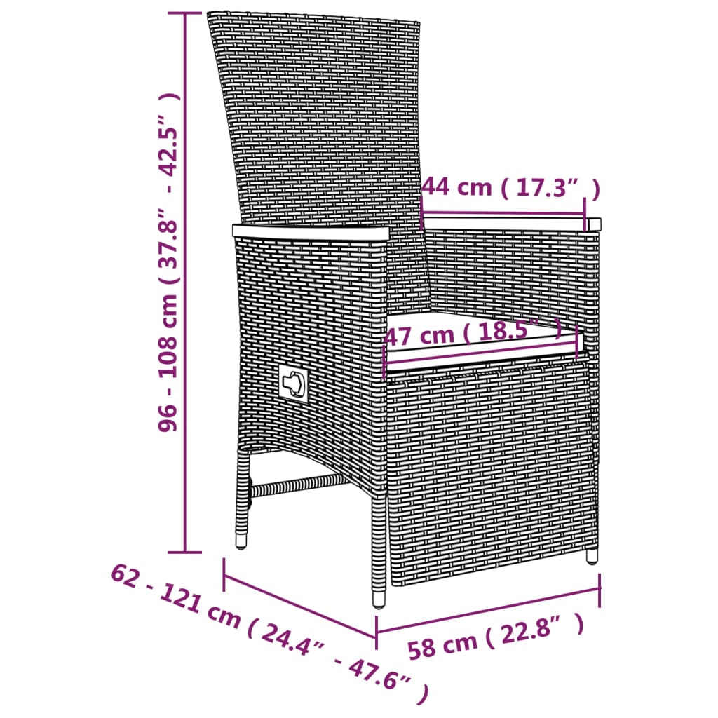 Set da Pranzo da Giardino 5 pz con Cuscini in Polyrattan Grigio 3157557