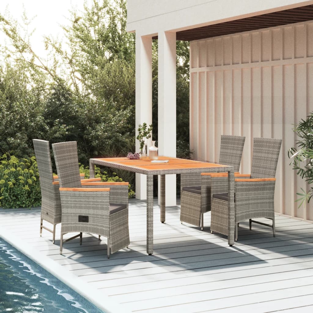 Set da Pranzo da Giardino 5 pz con Cuscini in Polyrattan Grigio 3157557