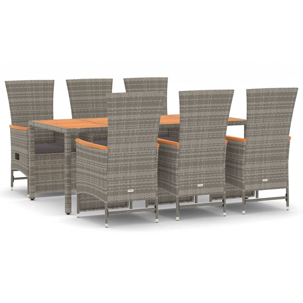 Set da Pranzo da Giardino 7 pz con Cuscini in Polyrattan Grigio 3157559