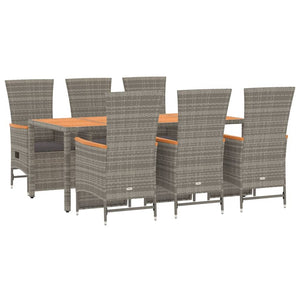 Set da Pranzo da Giardino 7 pz con Cuscini in Polyrattan Grigio 3157559