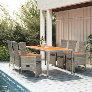 Set da Pranzo da Giardino 7 pz con Cuscini in Polyrattan Grigio 3157559