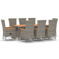 Set da Pranzo da Giardino 9 pz con Cuscini in Polyrattan Grigio 3157560