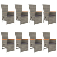 Set da Pranzo da Giardino 9 pz con Cuscini in Polyrattan Grigio 3157560