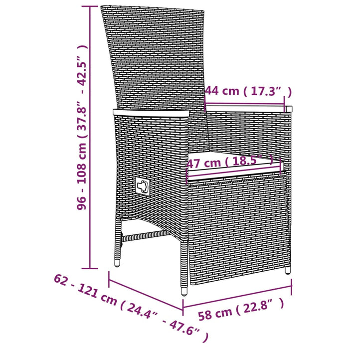 Set da Pranzo da Giardino 9 pz con Cuscini in Polyrattan Grigio 3157560