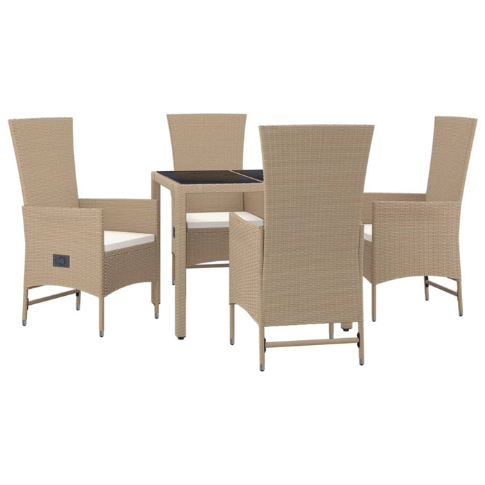 Set da Pranzo da Giardino 5 pz con Cuscini Beige in Polyrattan 3157568