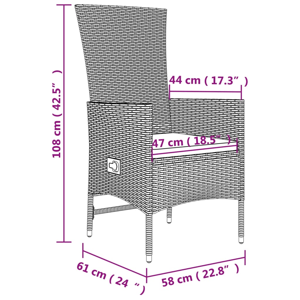 Set da Pranzo da Giardino 5 pz con Cuscini Beige in Polyrattan 3157568