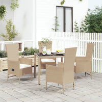 Set da Pranzo da Giardino 5 pz con Cuscini Beige in Polyrattan 3157568