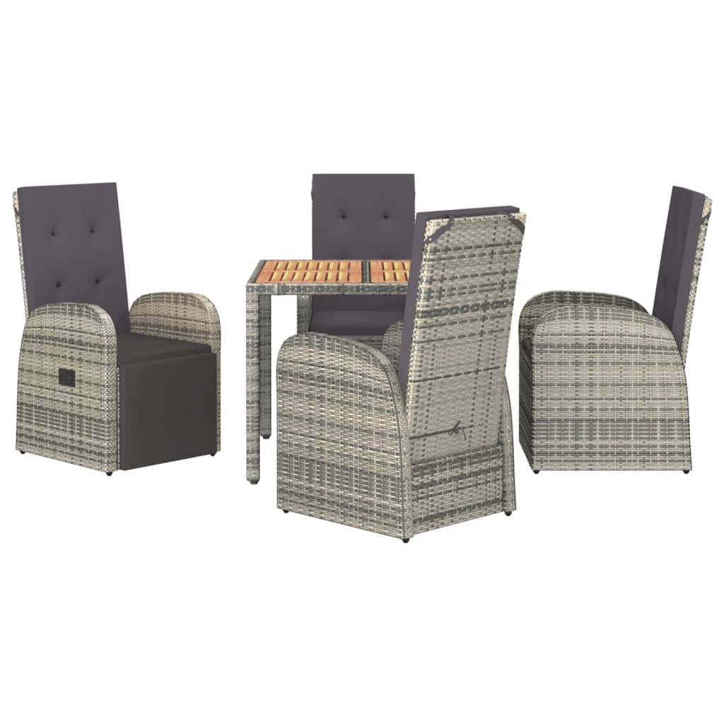 Set da Pranzo da Giardino 5 pz con Cuscini in Polyrattan Grigio 3157584