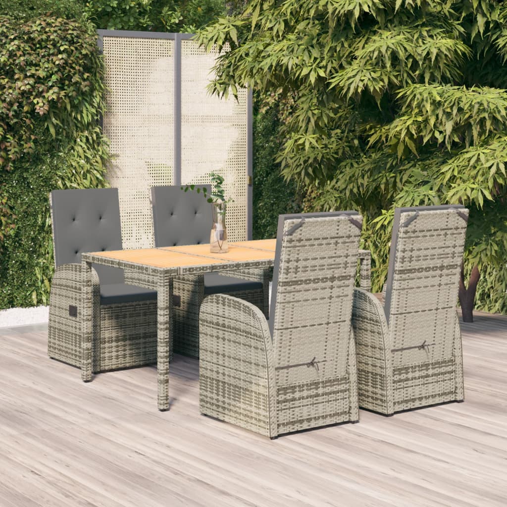 Set da Pranzo da Giardino 5 pz con Cuscini in Polyrattan Grigio 3157585