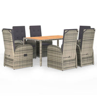 Set da Pranzo da Giardino 7 pz con Cuscini in Polyrattan Grigio 3157586