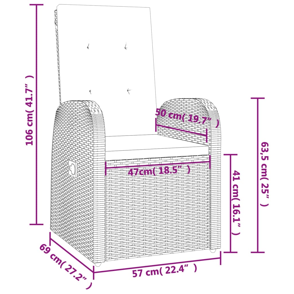 Set da Pranzo da Giardino 7 pz con Cuscini in Polyrattan Grigio 3157586