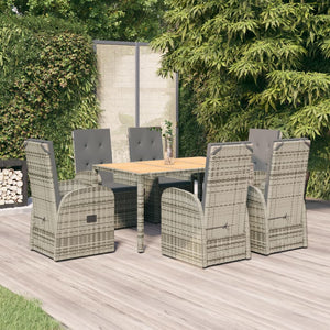 Set da Pranzo da Giardino 7 pz con Cuscini in Polyrattan Grigio 3157586