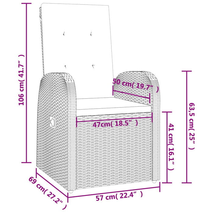 Set da Pranzo da Giardino 7 pz con Cuscini in Polyrattan Grigio 3157588