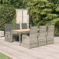 Set da Pranzo da Giardino 7 pz con Cuscini in Polyrattan Grigio 3157588