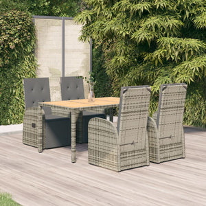 Set da Pranzo da Giardino 5 pz con Cuscini in Polyrattan Grigiocod mxl 76409