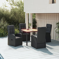 Set da Pranzo da Giardino 5 pz Nero con Cuscini in Polyrattan 3157598