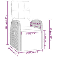 Set Pranzo Giardino 3pz Nero Polyrattan e Legno Massello Acacia